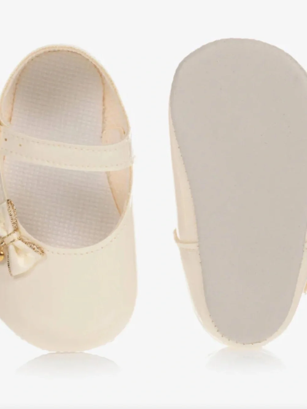 Baypods Baby Girls Ivory Patent Pre-Walker Shoes with Bow (Size 6-9M)